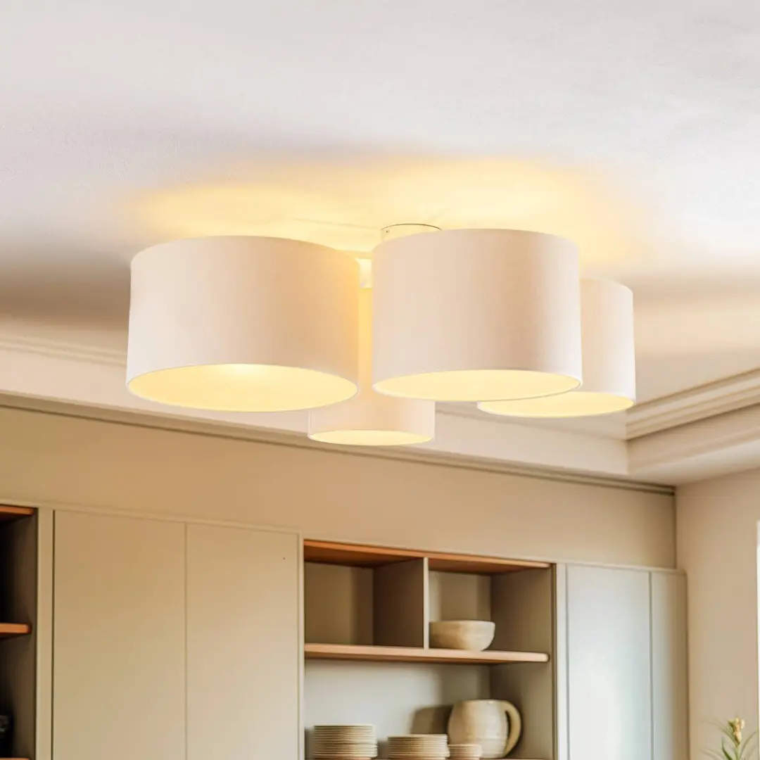 Euluna Duolla Lodge Plafondlamp - 4-lamps - Beige - afbeelding 2 van 6