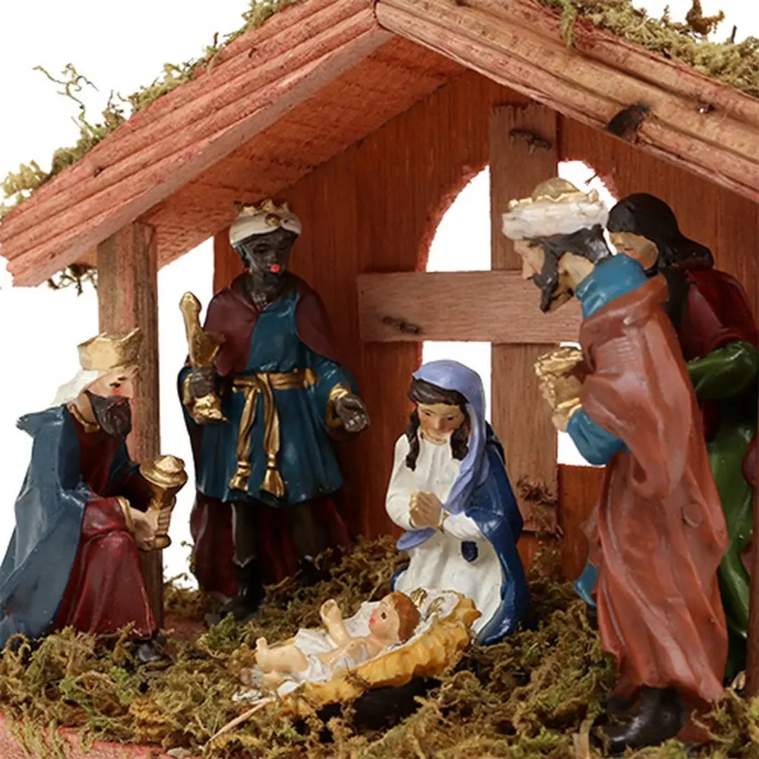 Viana Kerststal met Handbeschilderde Figuren - Multi - afbeelding 2 van 6