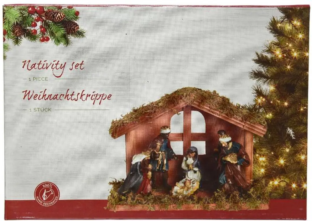 Viana Kerststal met Handbeschilderde Figuren - Multi - afbeelding 3 van 6