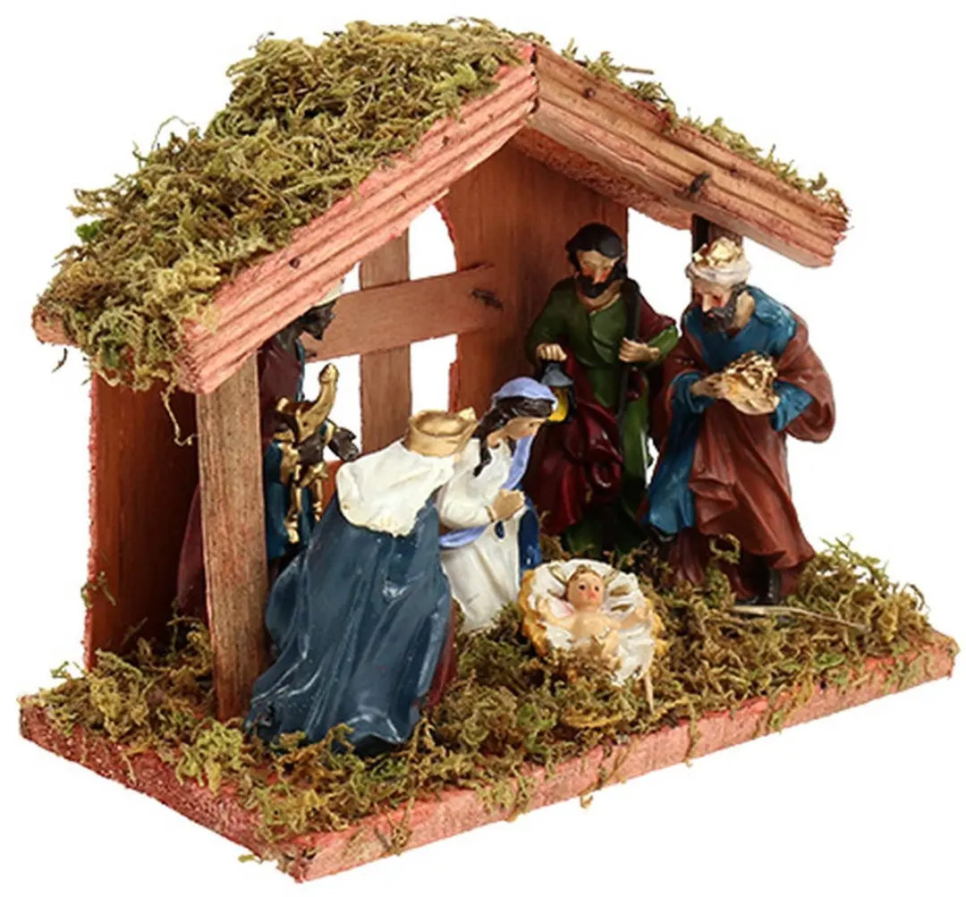 Viana Kerststal met Handbeschilderde Figuren - Multi - afbeelding 4 van 6