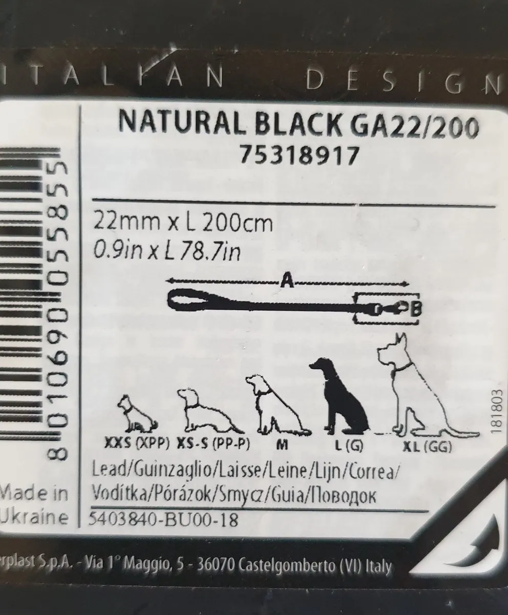 Ferplast Natural GA Lijn Zwart - 22mm x 120-200cm