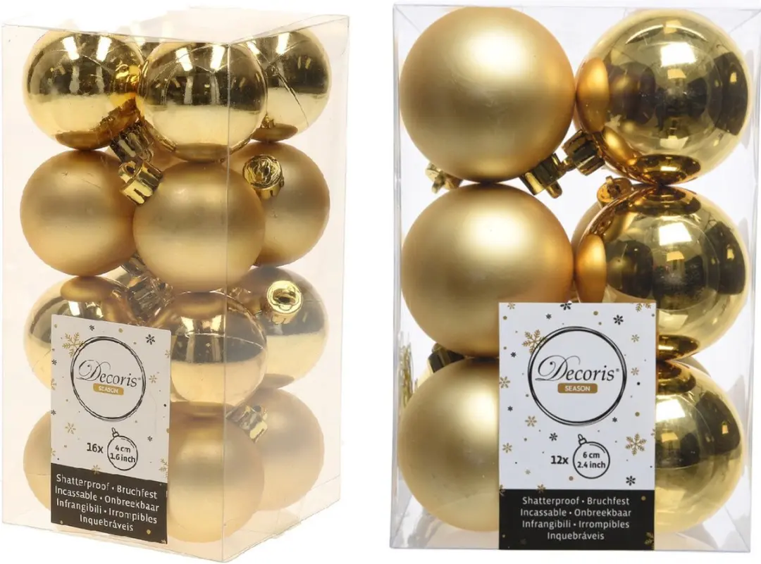 Kerstversiering kunststof kerstballen goud 4-6 cm pakket van 40x stuks