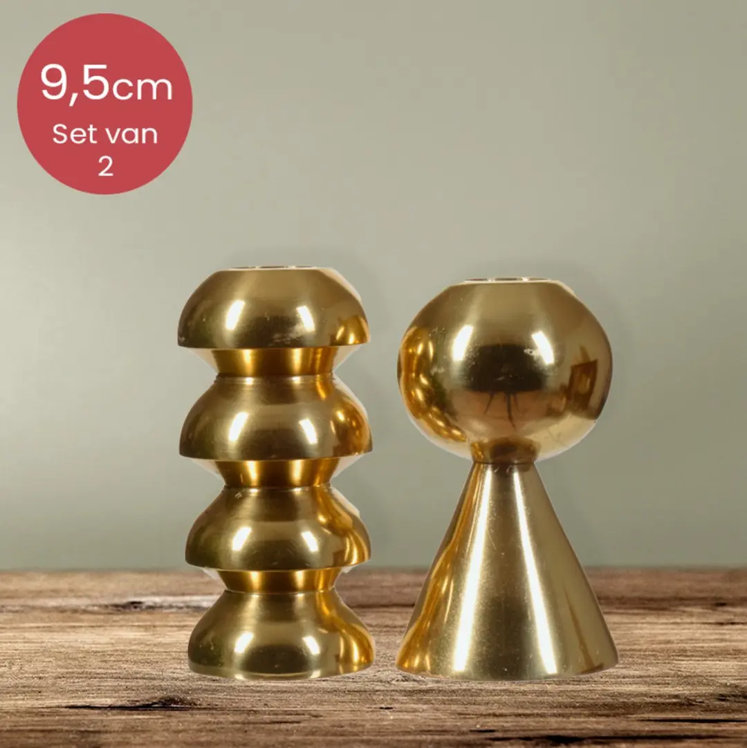 Gouden aluminium duo kandelaars voor 2 kaarsen
