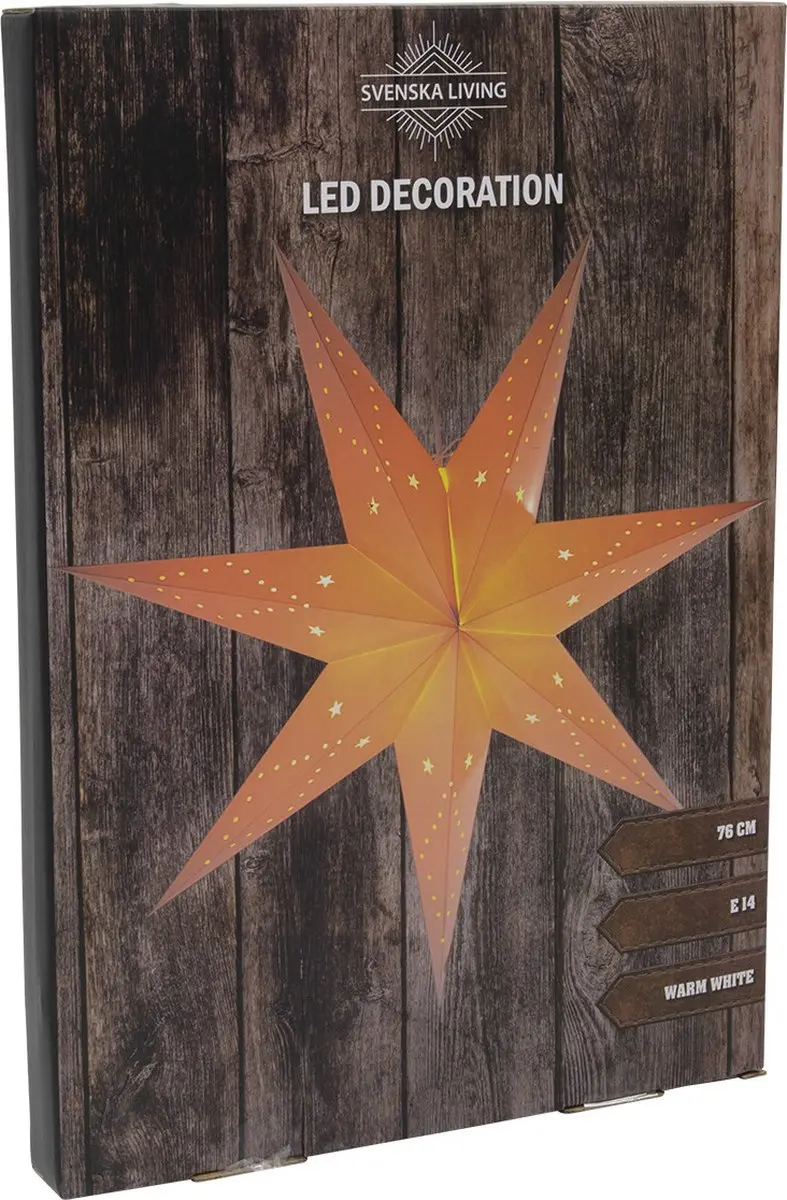 Papieren decoratie kerstster lampion wit 76 cm met E14 fitting - Kerststerren met licht - Kerstdecoratie/kerstversiering