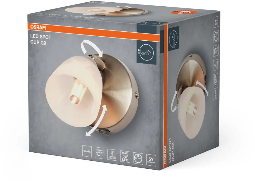 Osram Spot Cup Wandlamp G9 Geborsteld Nikkel - Albast Glas