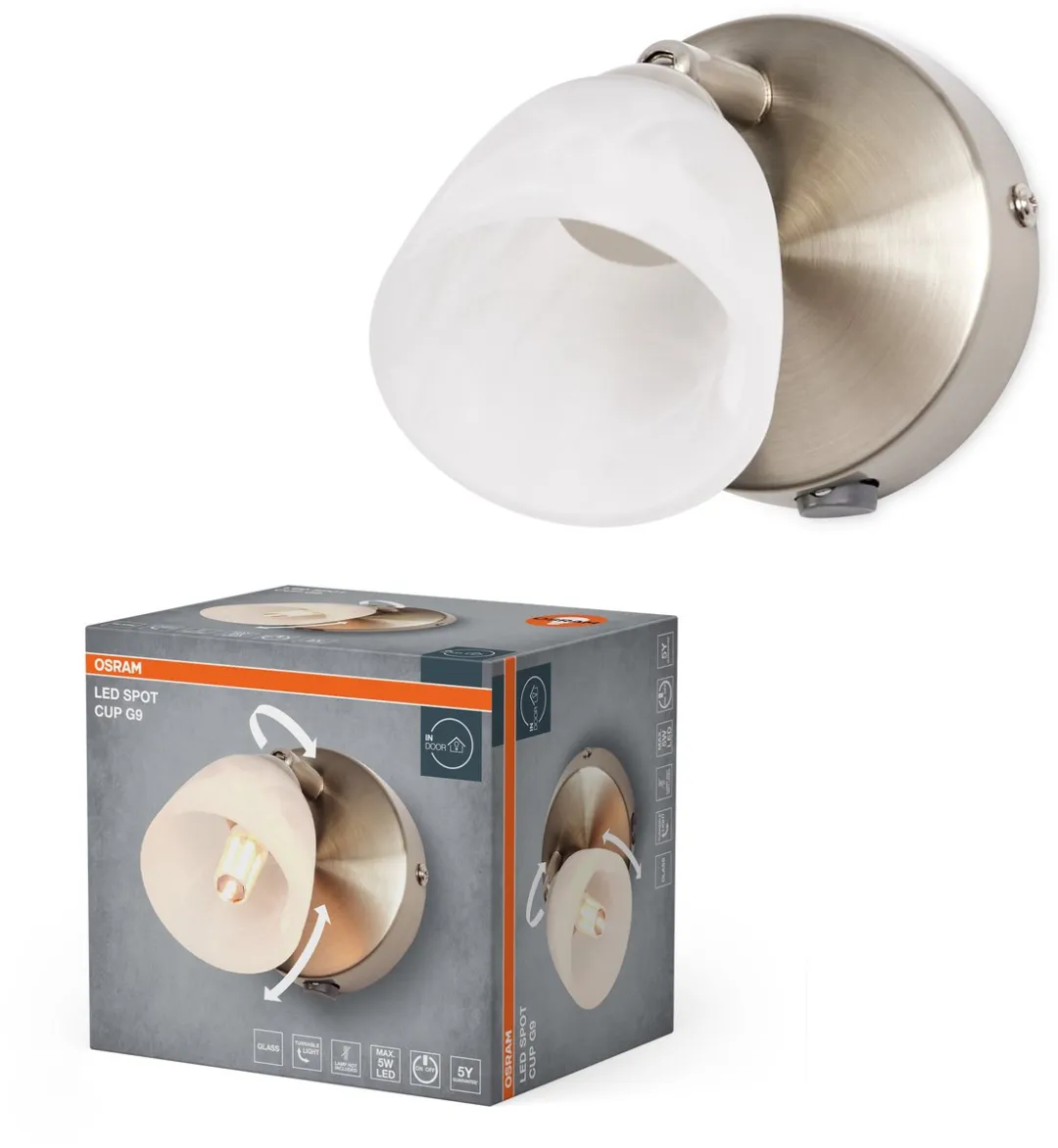 Osram Spot Cup Wandlamp G9 Geborsteld Nikkel