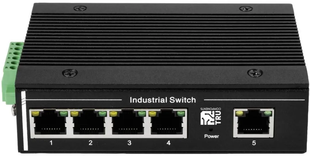 Tru Components TC-XL-205GP Industrial Ethernet Switch 1+4 PoE - Zwart