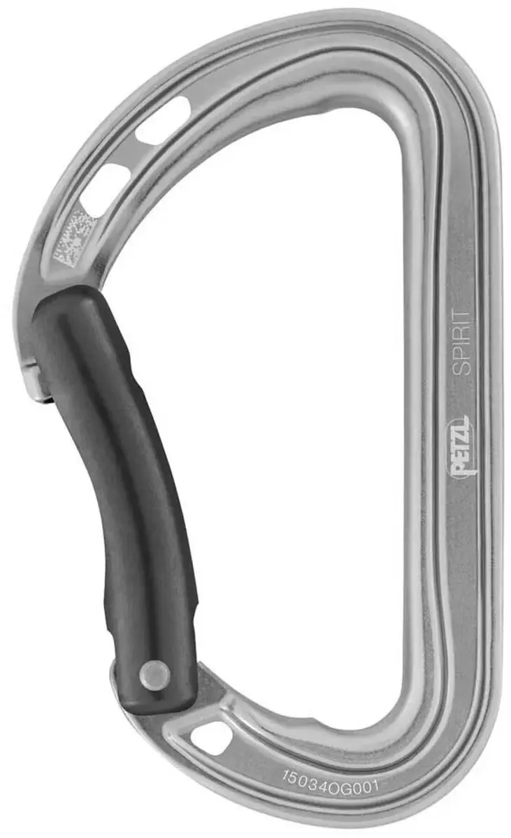 Petzl Spirit Bent snapper karabiner met keylock systeem grijs