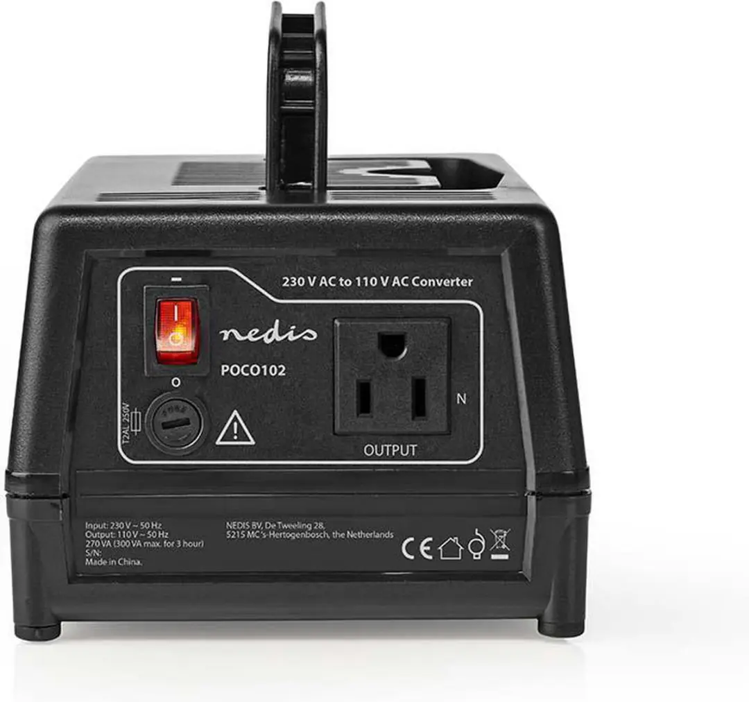 Nedis Spanningsomvormer 270W - 230V naar 110V - Zwart - afbeelding 2 van 6