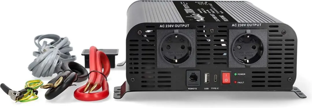 Nedis Pure Sinusgolf Omvormer 2000W - 12V - Zwart - afbeelding 6 van 6
