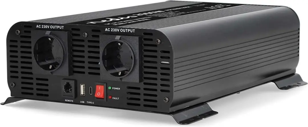 Nedis Pure Sinusgolf Omvormer 2000W - 12V - Zwart - afbeelding 2 van 6