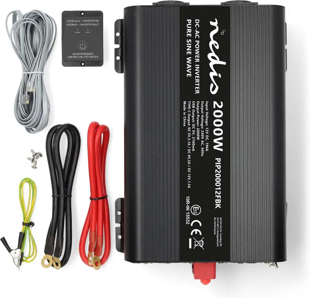 Nedis Pure Sinusgolf Omvormer 2000W - 12V - Zwart - afbeelding 4 van 6