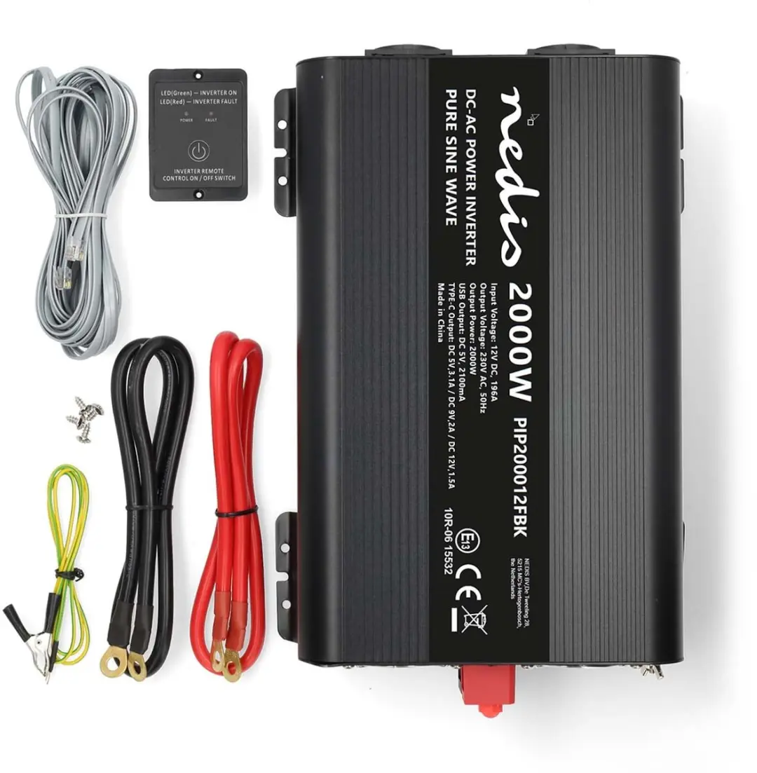 Nedis Pure Sinusgolf Omvormer 2000W - 12V - Zwart - afbeelding 5 van 6