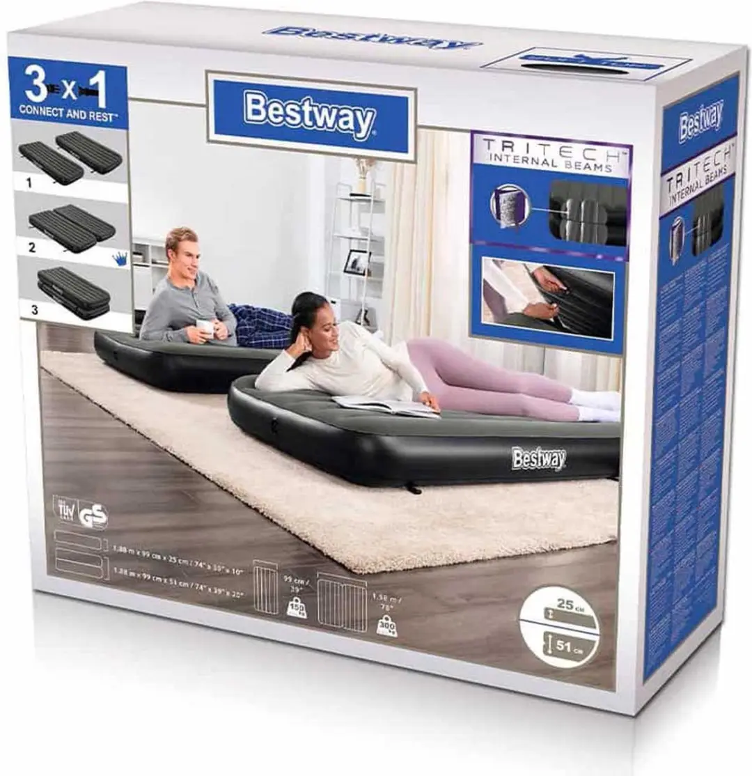 Bestway Tritec Connect Luchtbed 188x99x25cm - Zwart - afbeelding 3 van 6