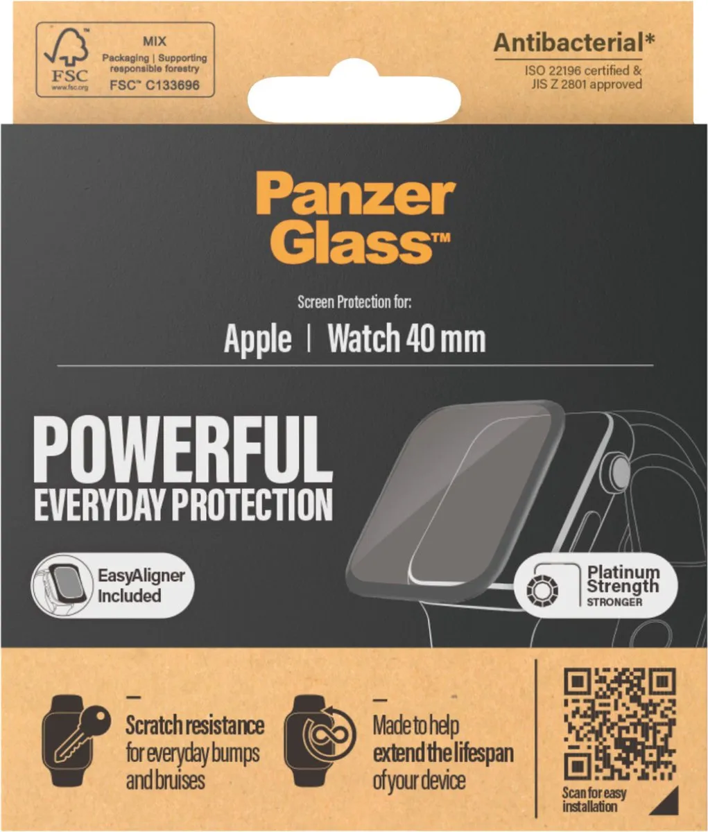 PanzerGlass Performance Screenprotector Apple Watch 40mm - Transparant