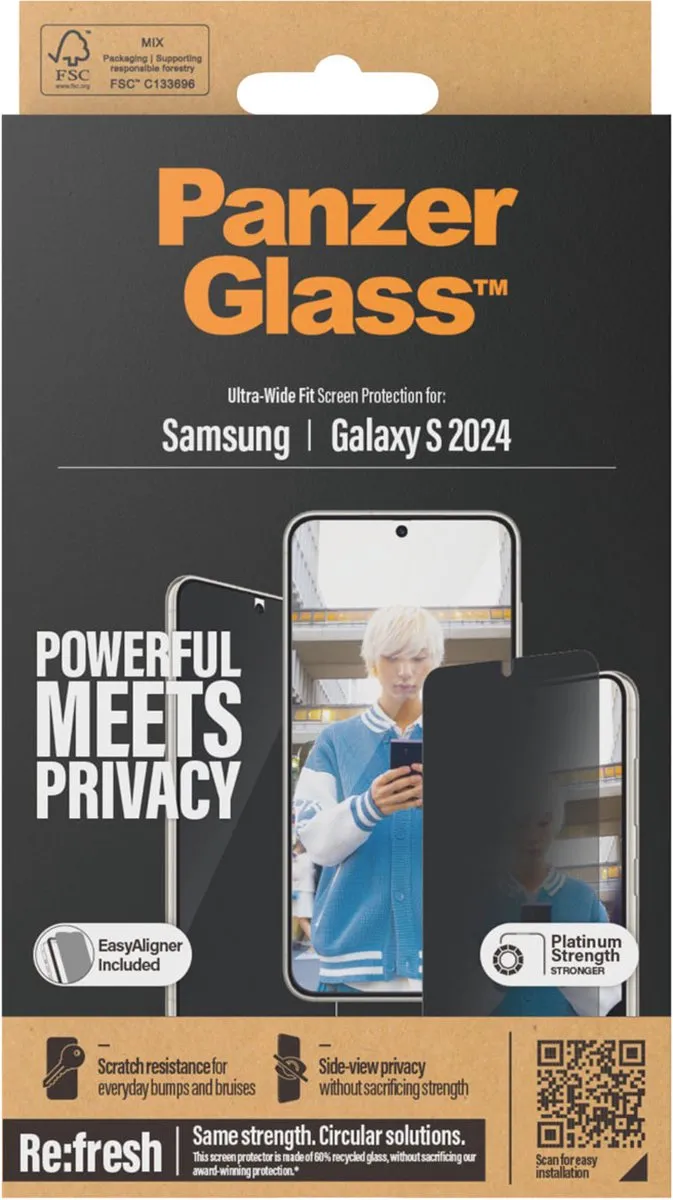PanzerGlass Ultra-Wide Fit S24 Screenprotector Privacy - C