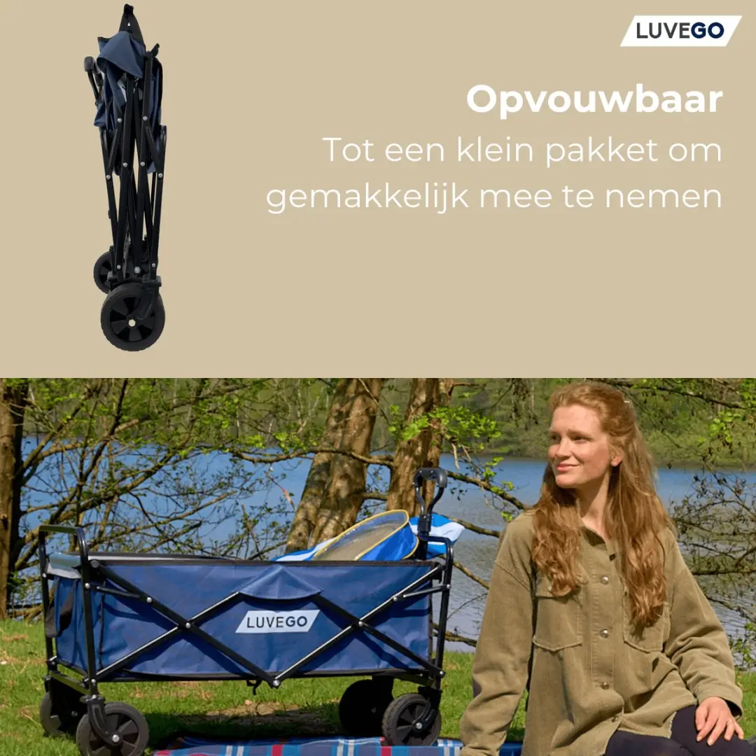 Luvego Opvouwbare Bolderkar - 90L - Tot 80KG - Blauw - afbeelding 3 van 6
