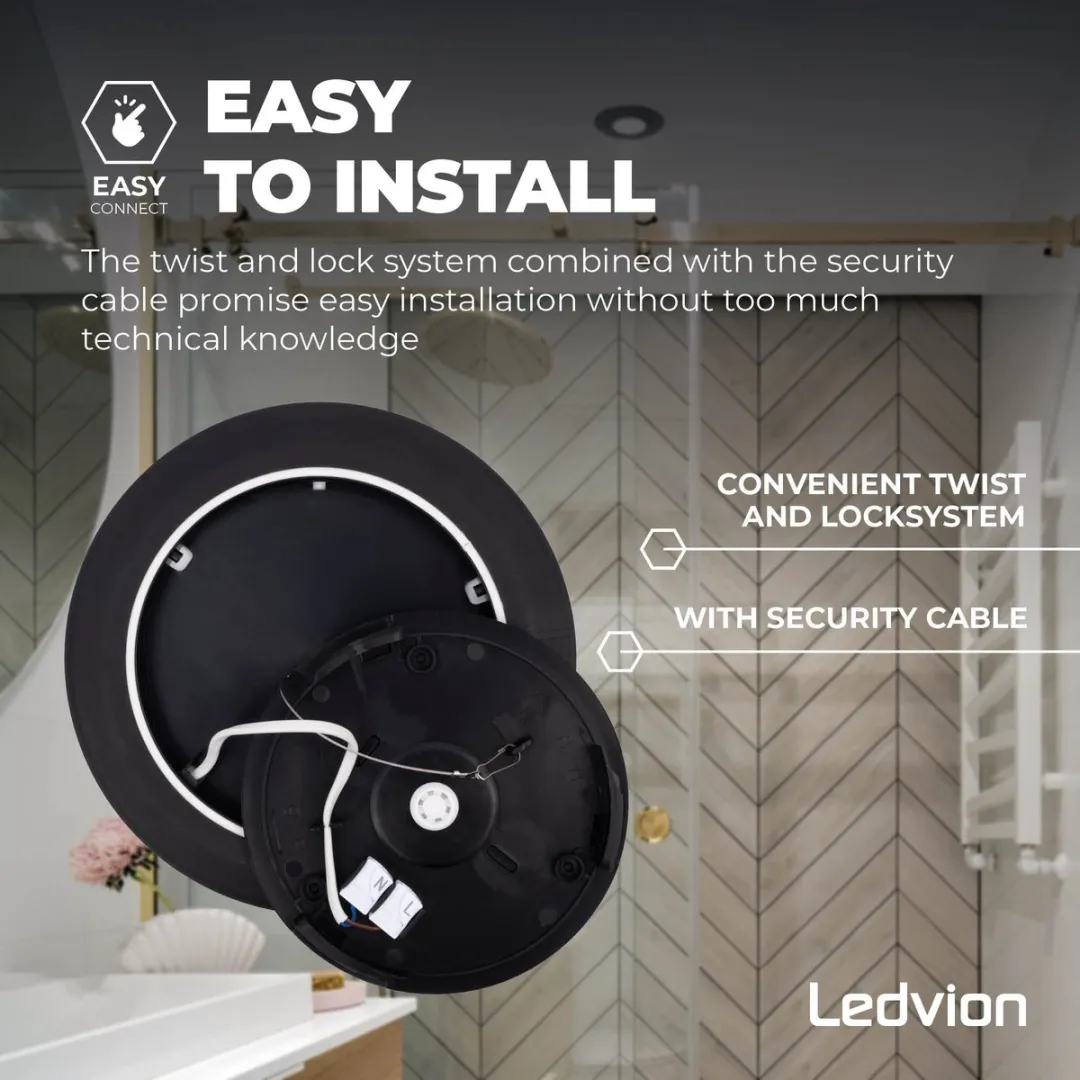 LEDVION LED Plafondlamp Ø24.4cm 13W 2700K - Zwart