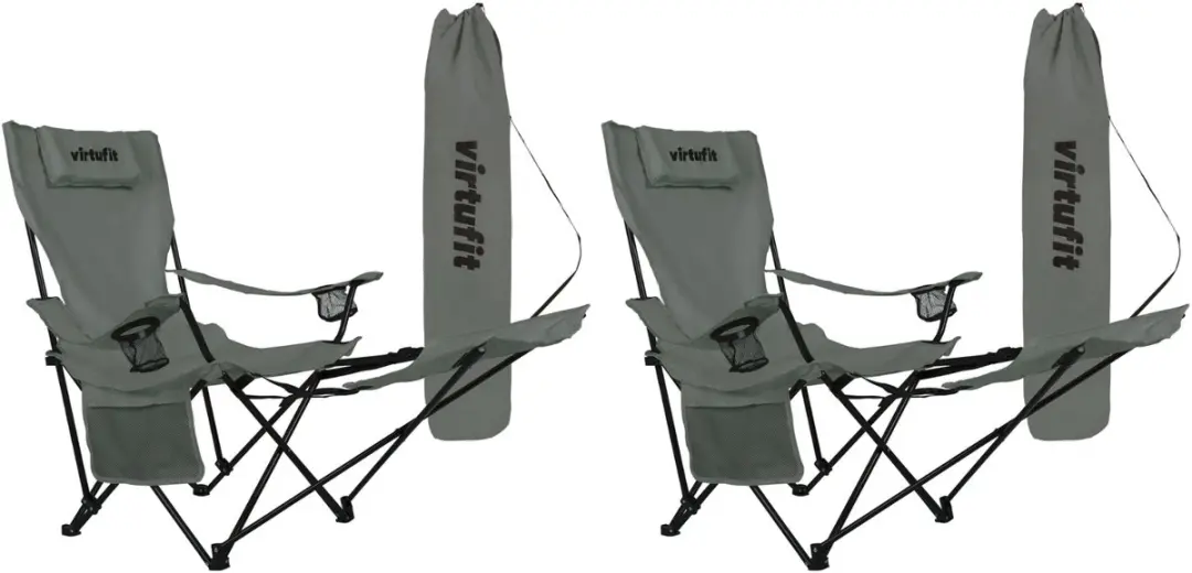 VirtuFit Opvouwbare Campingstoel met Voetsteun - Set van 2