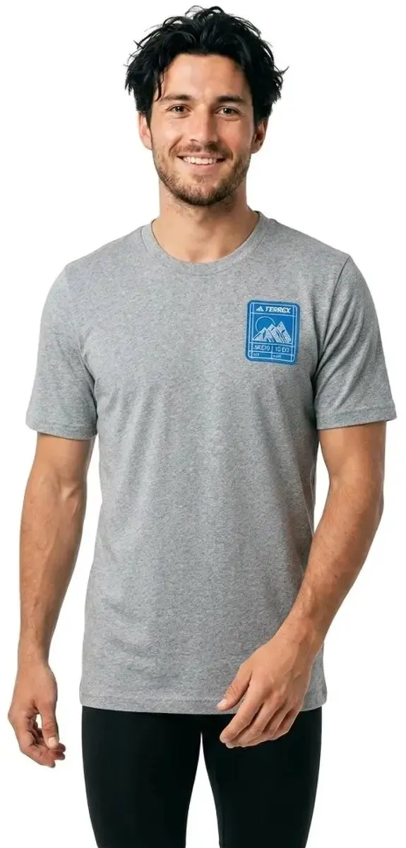 adidas Terrex Patch Mountain Graphic T-shirt - Medium Grey Heather - M - afbeelding 2 van 3