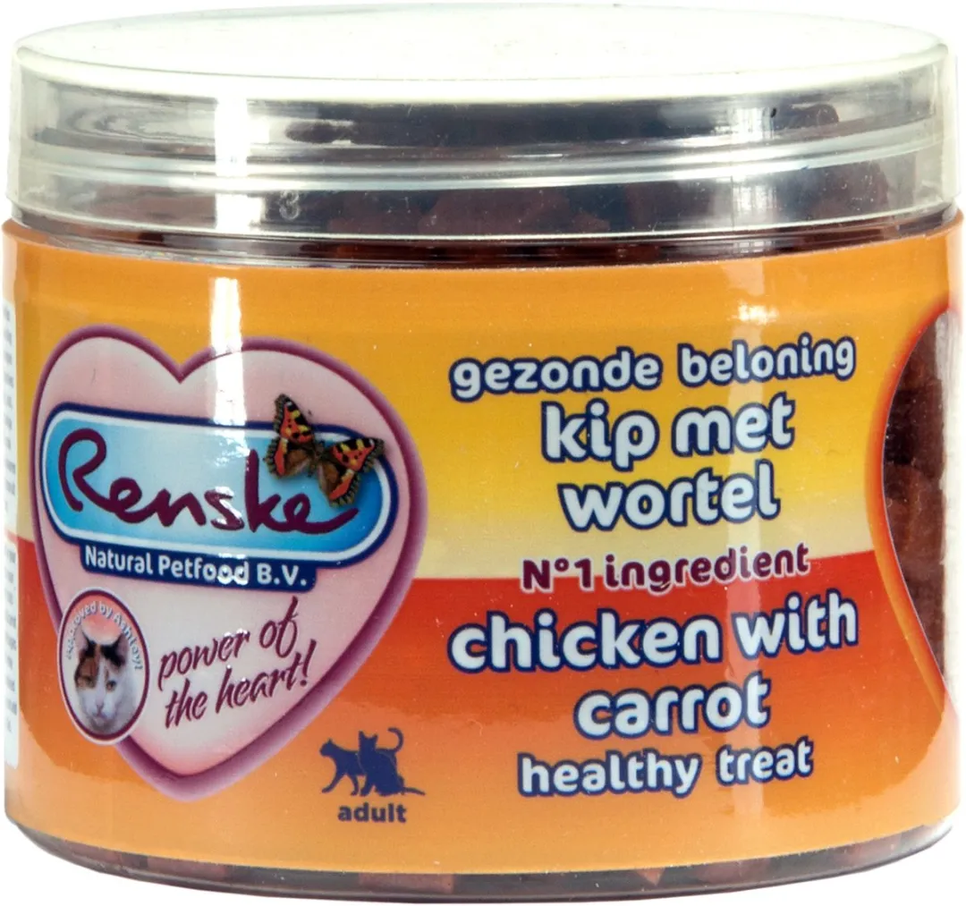 Renske Kat Beloning Hartjes Kip & Wortel 100g