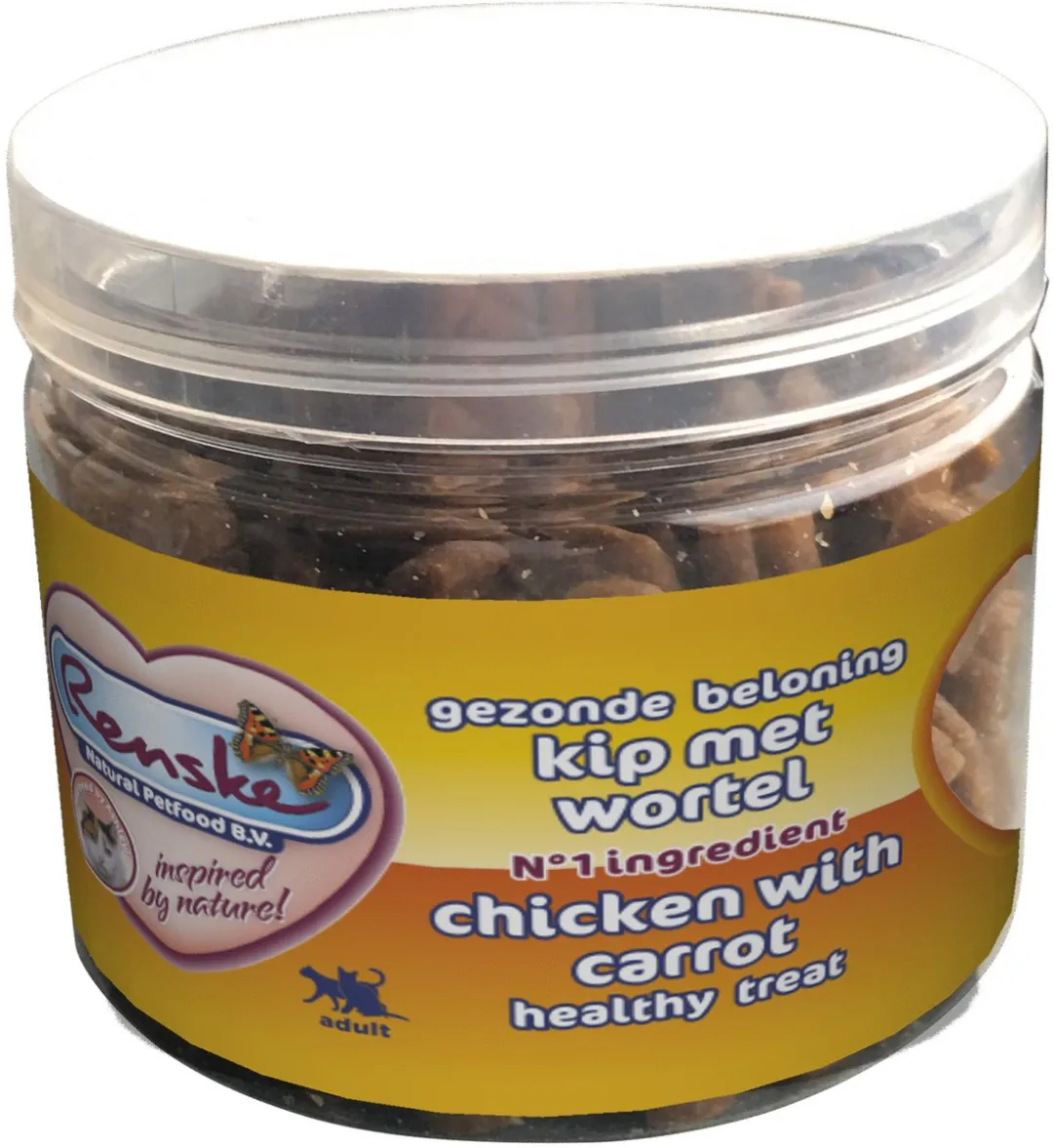 Renske Kat Beloning Hartjes Kip & Wortel 100g