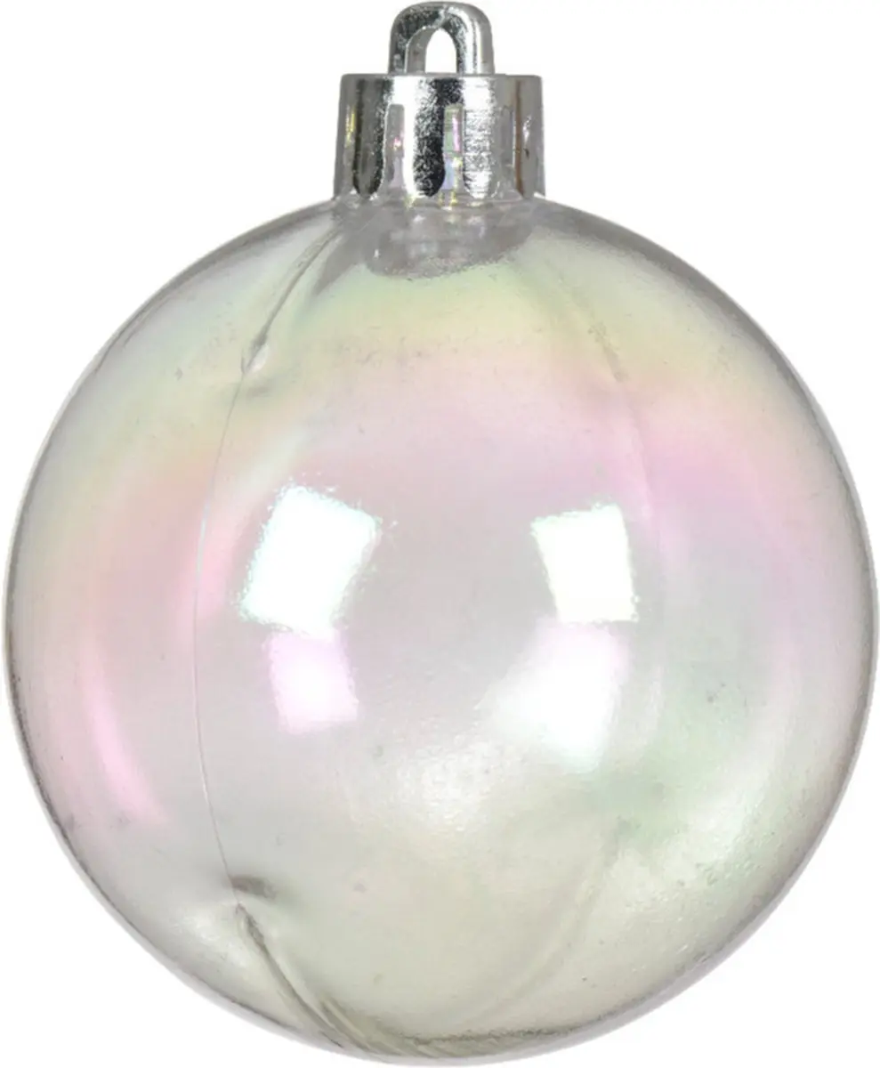 Decoris Kerstballen 10cm - 4 stuks - Transparant Parelmoer - afbeelding 3 van 3