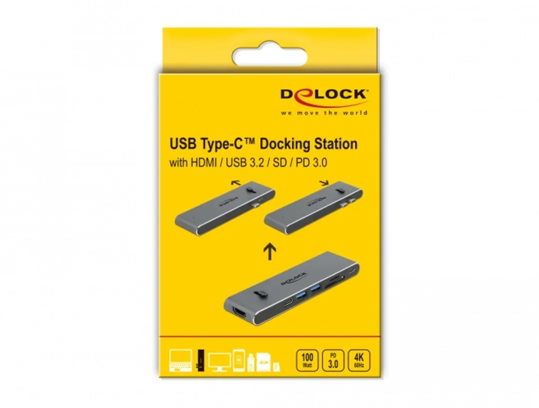 Delock 87752 Docking Station - USB-C/HDMI/USB 3.2/SD - Grijs