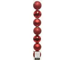 Decoris 7x kunststof kerstballen rood