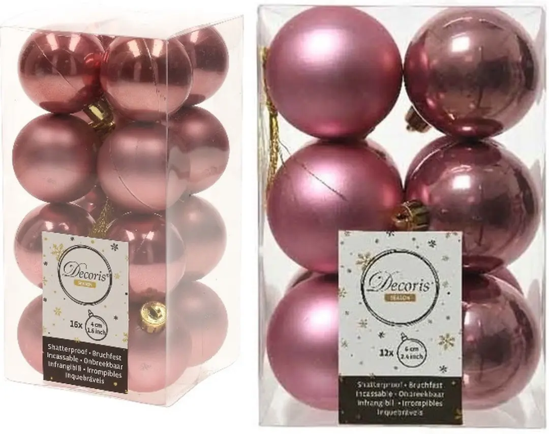Decoris Kerstballen kunststof oud roze