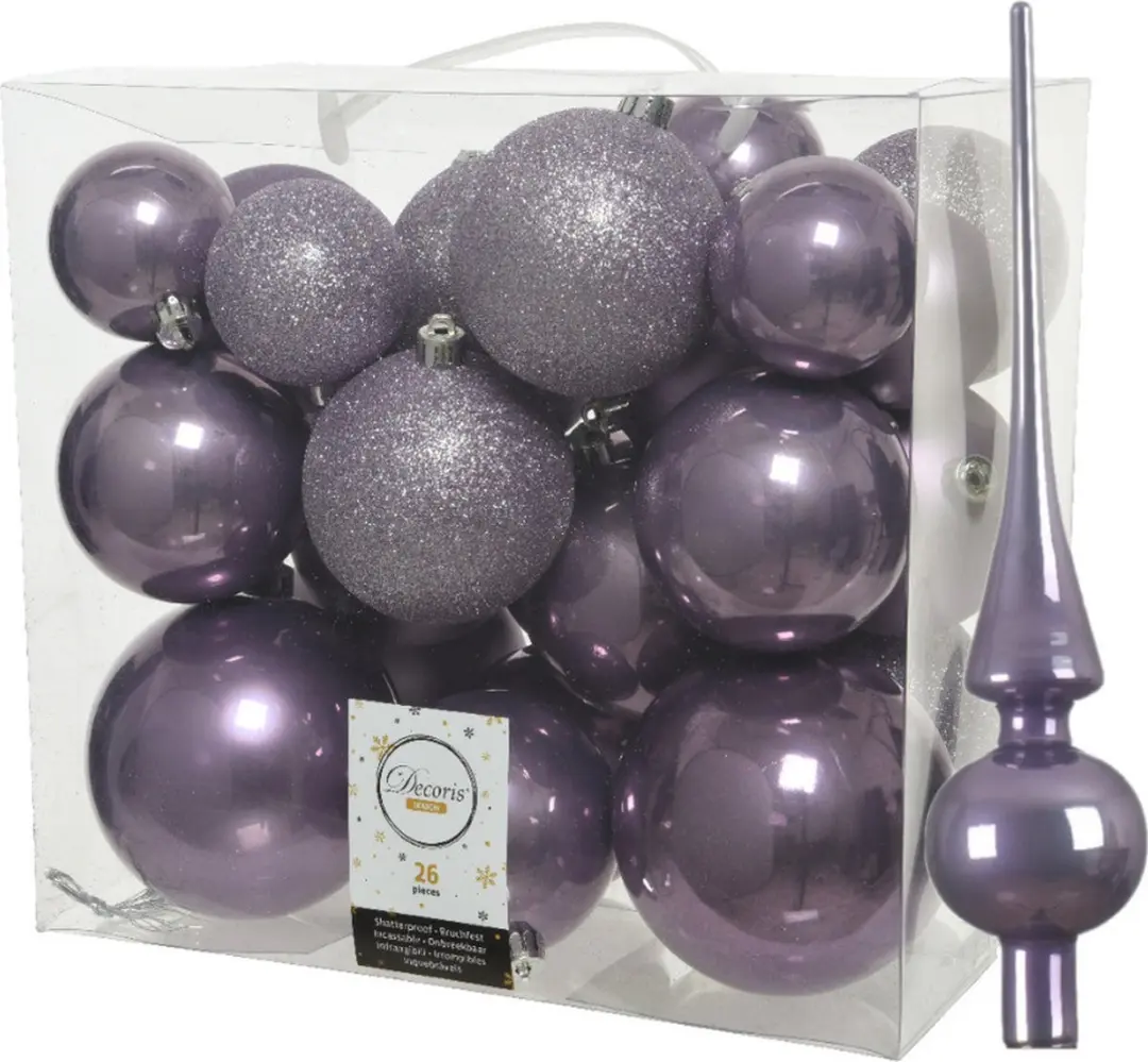 Kunststof kerstballen met glazen piek