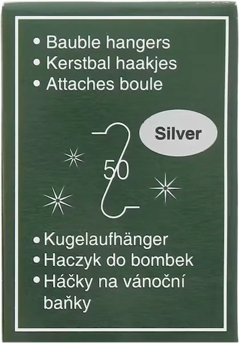 Kerstbalhaakjes zilver 50 stuks