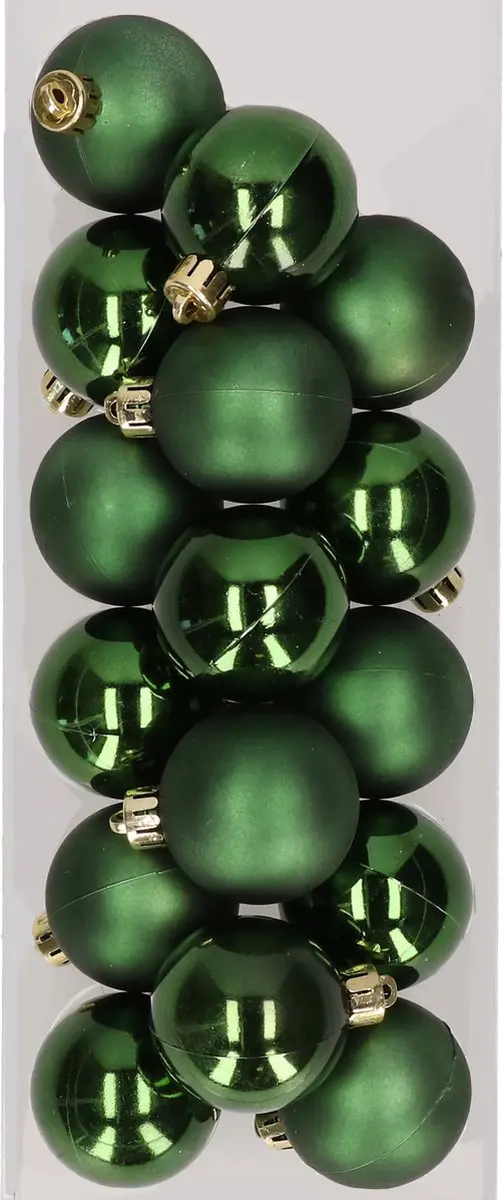 16x stuks kunststof kerstballen dennengroen 4 cm