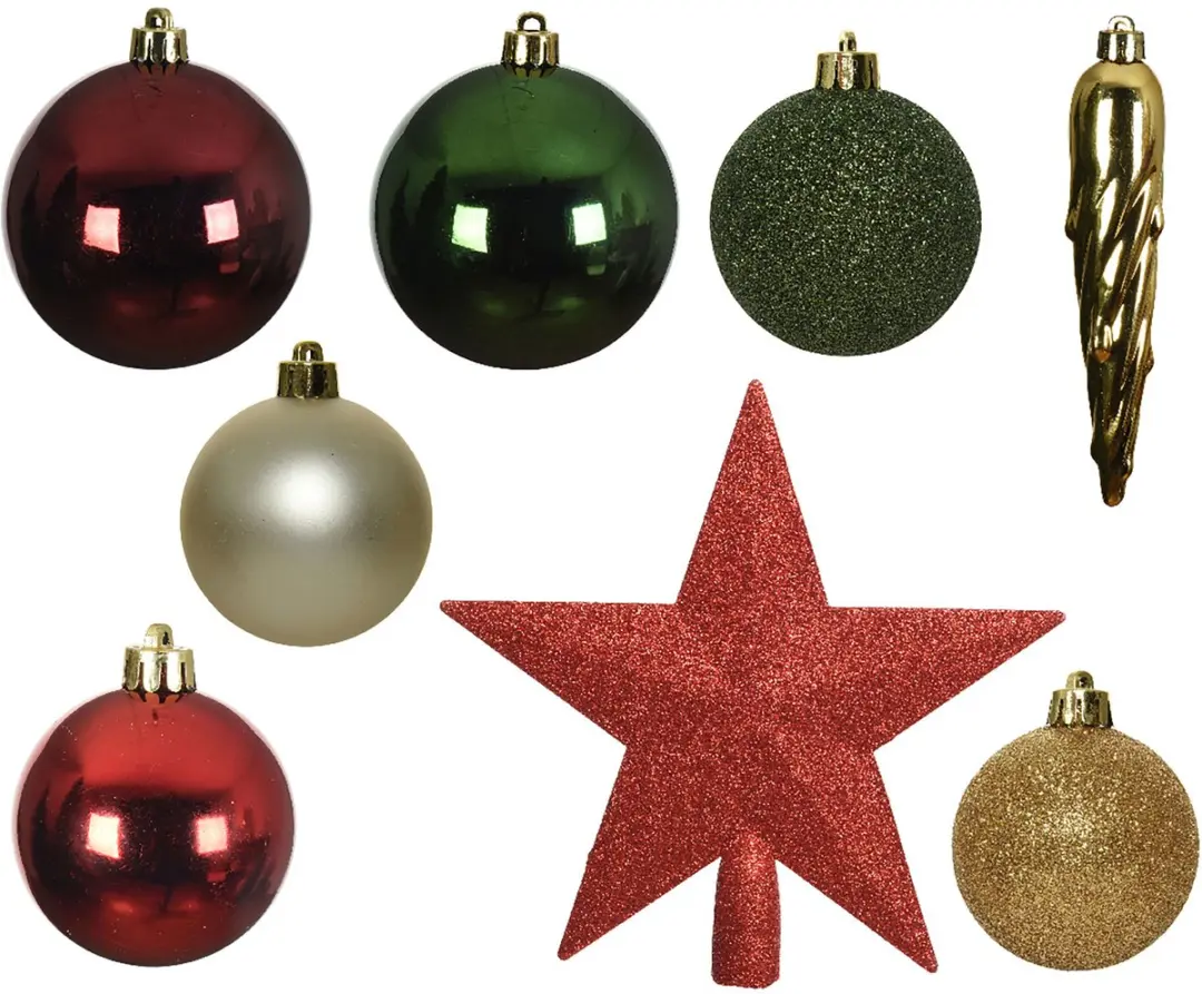 Decoris Kerstballenset - 33 stuks - Kunststof - Ø6cm - afbeelding 2 van 6