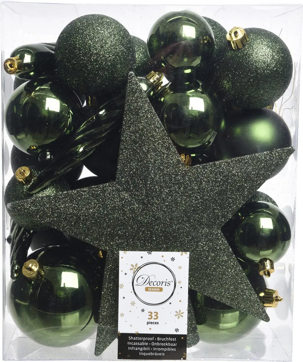 Decoris Kerstballenset - 33 stuks - Kunststof - Ø6cm - afbeelding 4 van 6