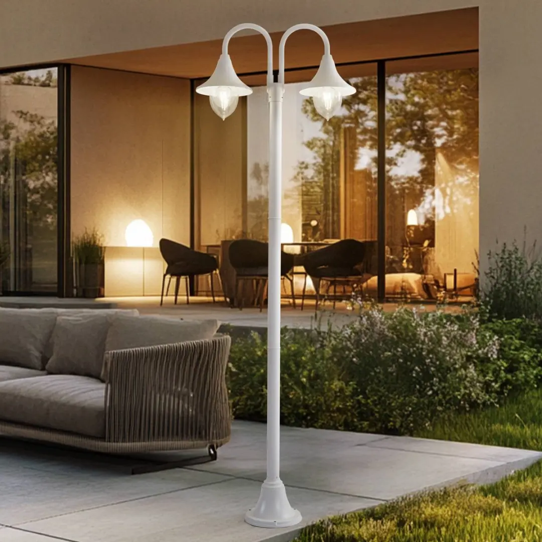 Lindby Madea Buitenlamp Lantaarn 2-lichts E27 - Wit - afbeelding 5 van 6