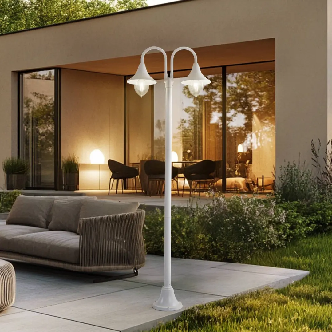 Lindby Madea Buitenlamp Lantaarn 2-lichts E27 - Wit - afbeelding 4 van 6