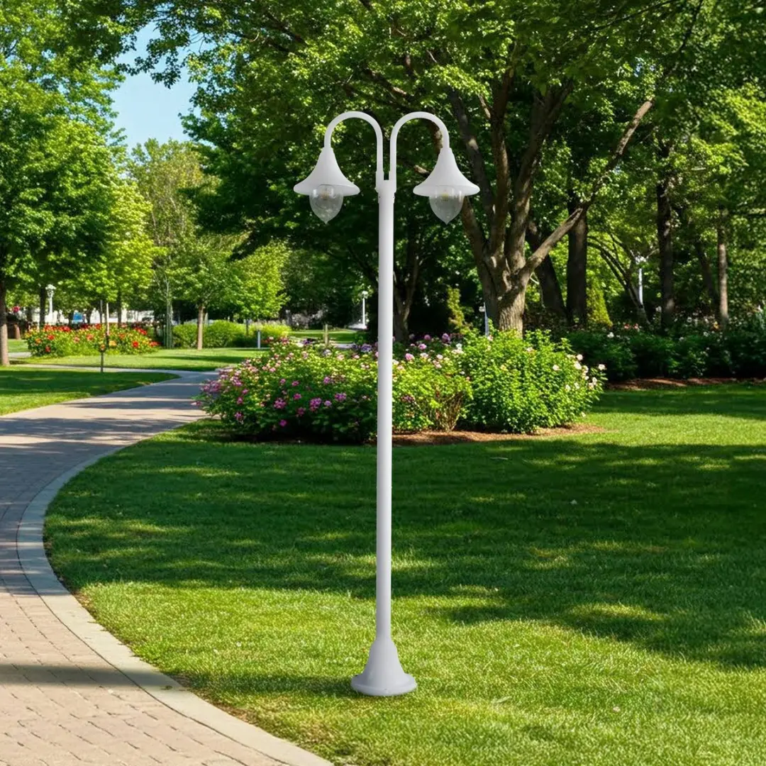 Lindby Madea Buitenlamp Lantaarn 2-lichts E27 - Wit - afbeelding 3 van 6