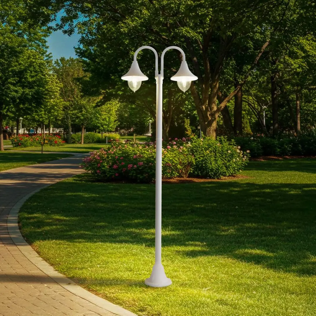 Lindby Madea Buitenlamp Lantaarn 2-lichts E27 - Wit - afbeelding 2 van 6