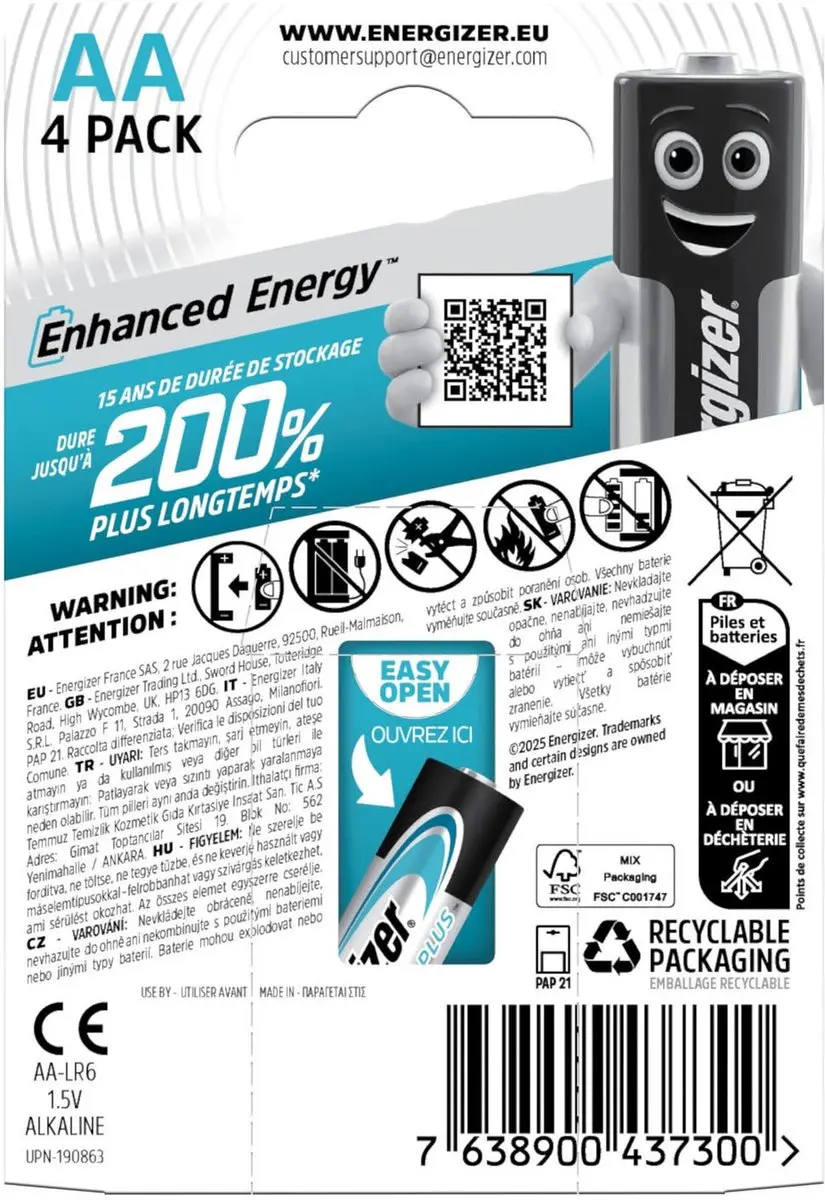 Energizer Max Plus AA Batterijen - Alkaline - 4 stuks - afbeelding 3 van 6