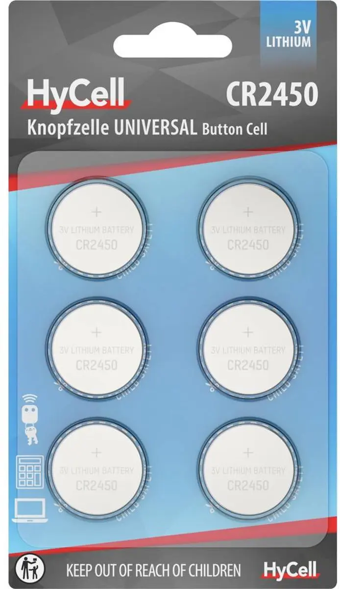 HyCell Knoopcel CR2450 3 V 6 stuk(s) Lithium 6er Blister Lithium Knopfzellen CR2