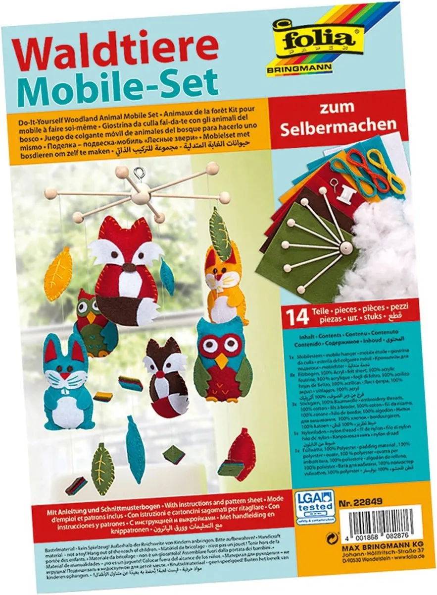 Folia Knutselset Mobiel Bosdieren DIY Vilt - 14-delig - Multicolor