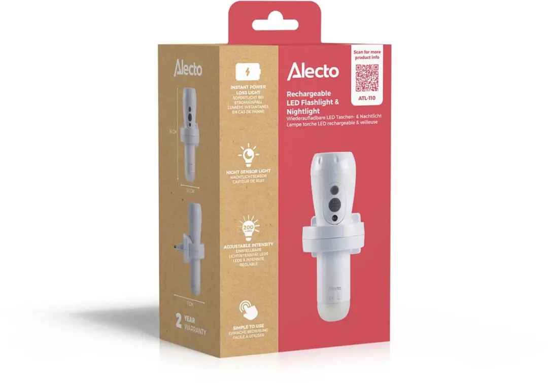 Alecto ATL-110 Oplaadbare LED Zaklamp - Wit - afbeelding 6 van 6