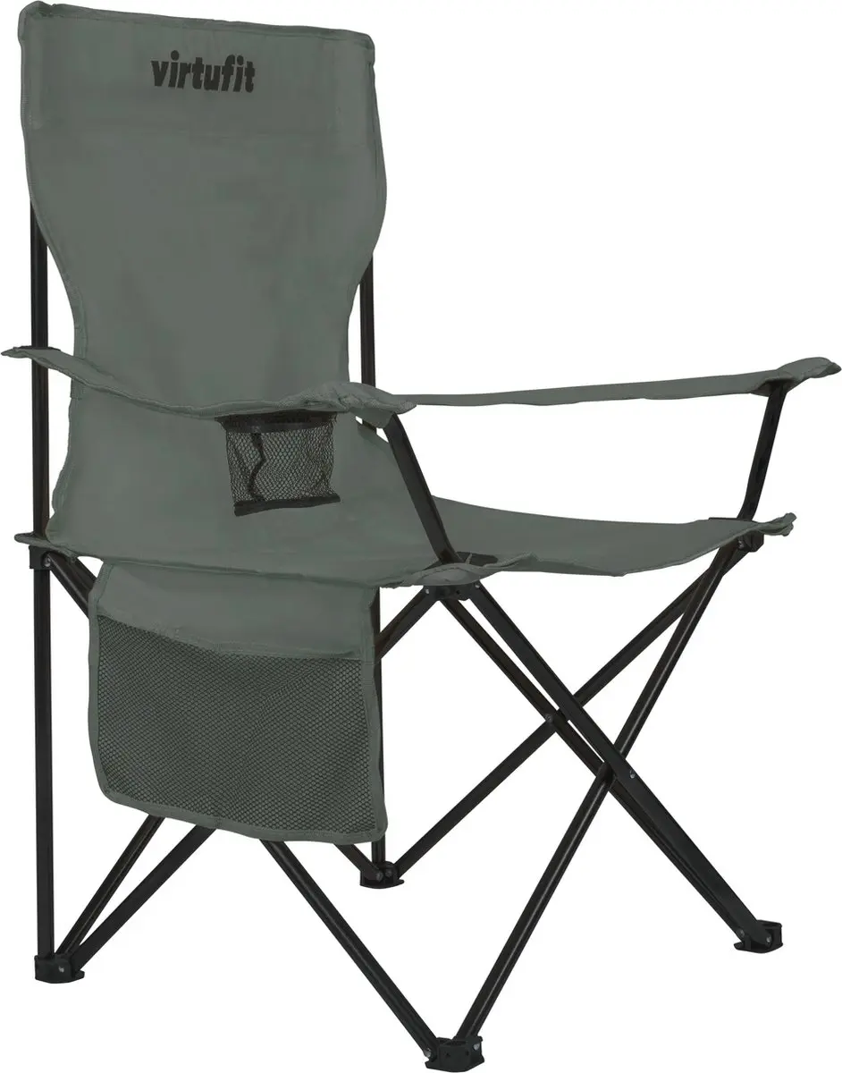 VirtuFit Opvouwbare Campingstoel met Armsteunen - Grijs - afbeelding 5 van 6