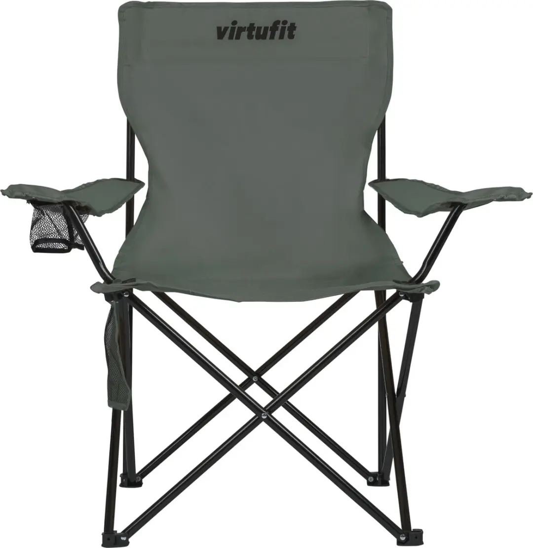 VirtuFit Opvouwbare Campingstoel met Armsteunen - Grijs - afbeelding 3 van 6