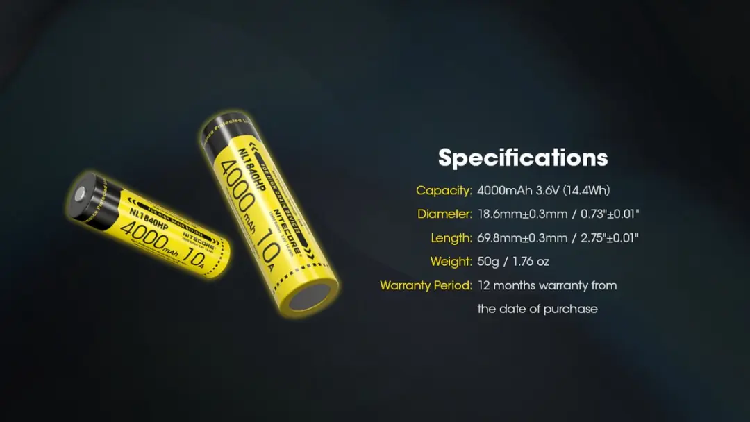 Nitecore NL1840HP 18650 Accu - 4000mAh - afbeelding 5 van 6