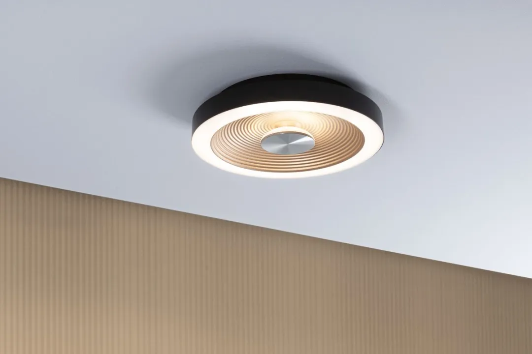 Paulmann Volea LED Plafondlamp IP44 32cm - Zwart/Goud