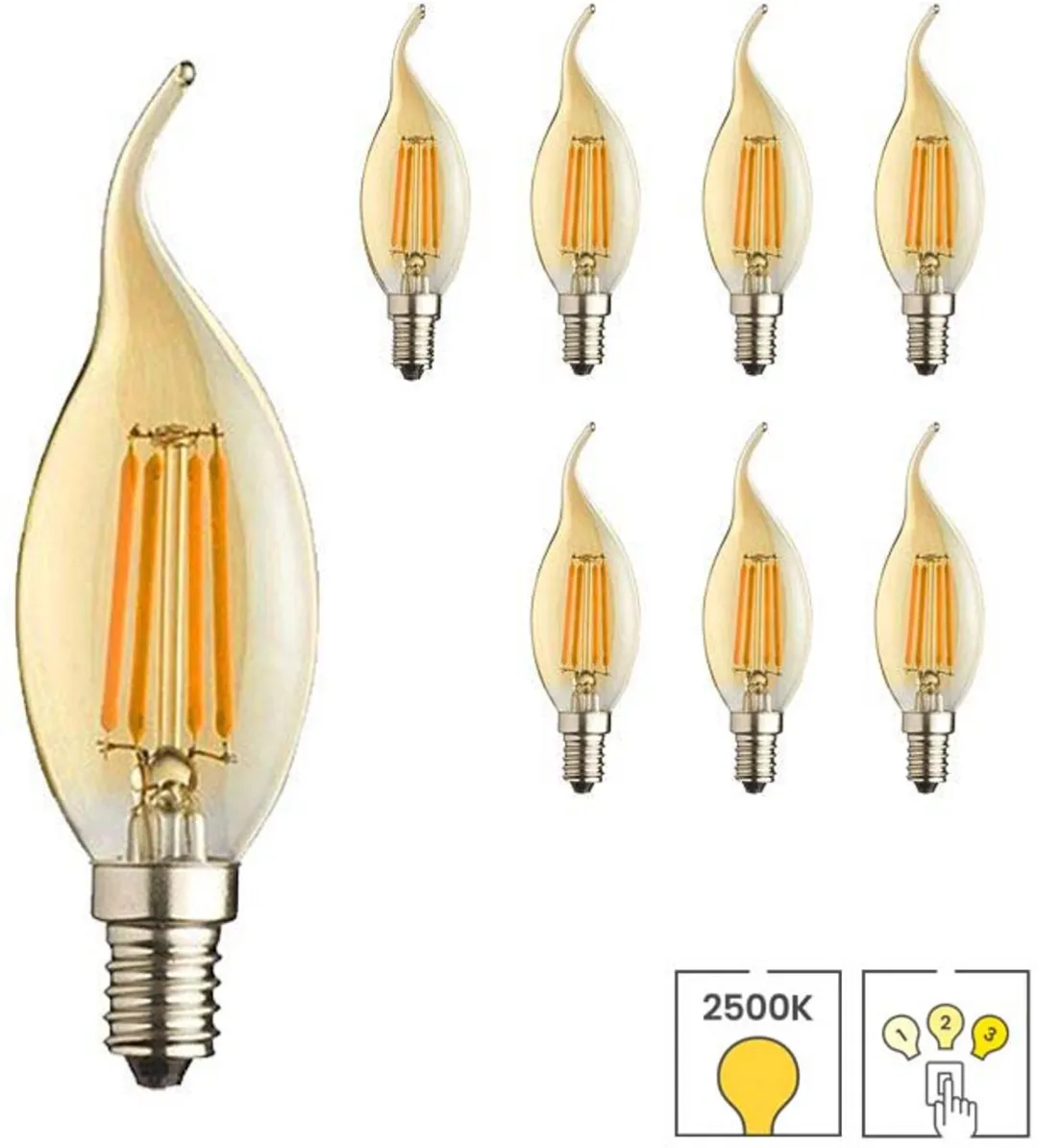 Lybardo E14 LED Kaarslamp 8-pack - 4W 2500K Warmwit - Amber
