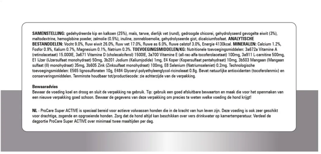 Prins ProCare Super Active Hondenvoer 20kg