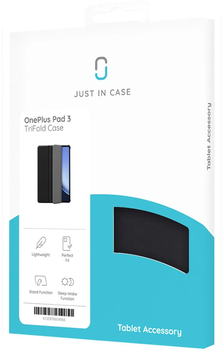 Just in Case Bookcase Hoes OnePlus Pad 3 - Zwart